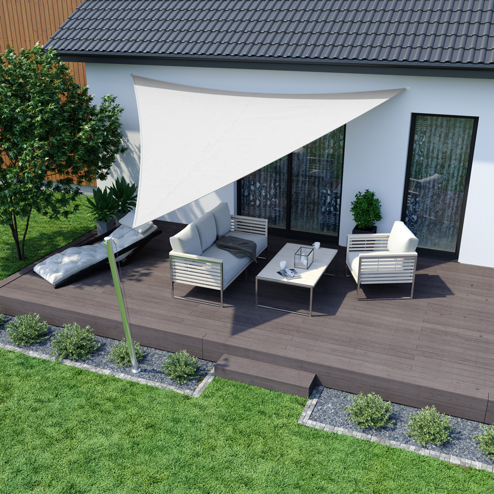 Voile d'ombrage - Polyester / Imperméable | 4,0 x 4,0 x 4,0 m, triangulaire, blanc crème