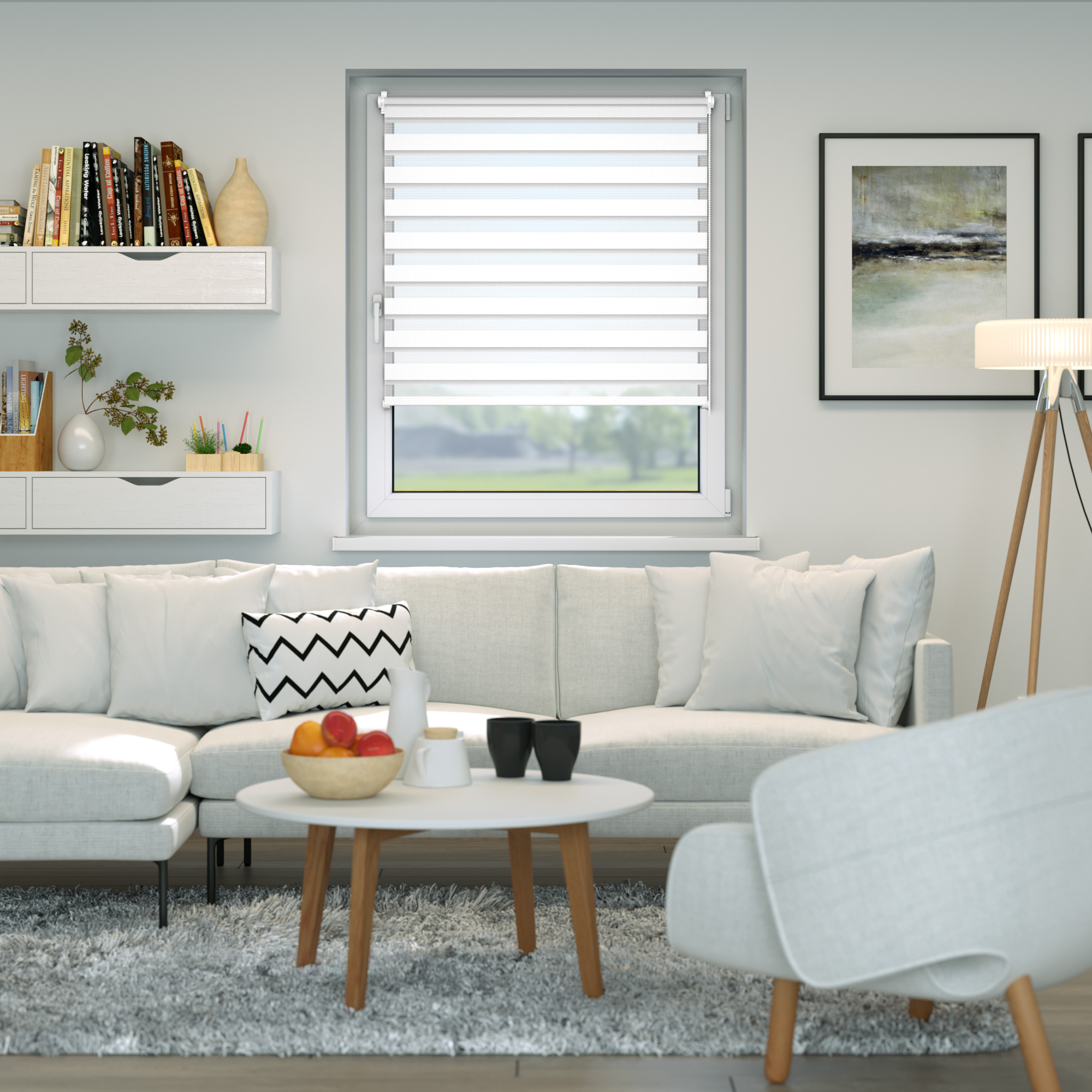 Store enrouleur jour nuit Zevra | 160 x 160 cm, blanc