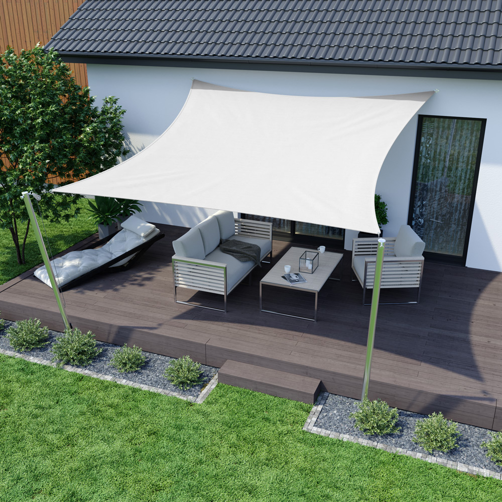Voile d'ombrage - Polyester / Imperméable | 3,0 x 3,0 m, carré, blanc crème