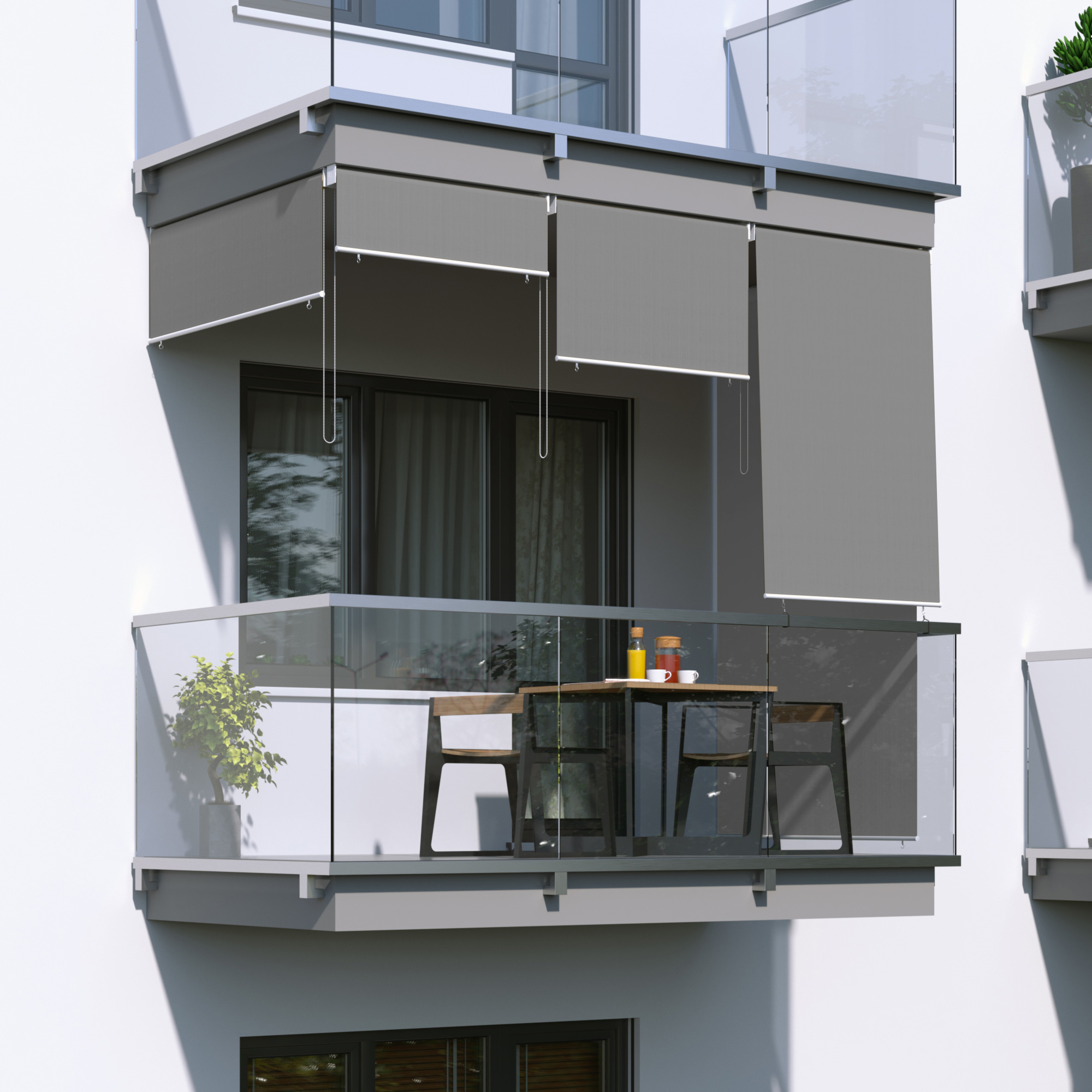 Store extérieur vertical pour balcon | 100 x 140 cm, gris