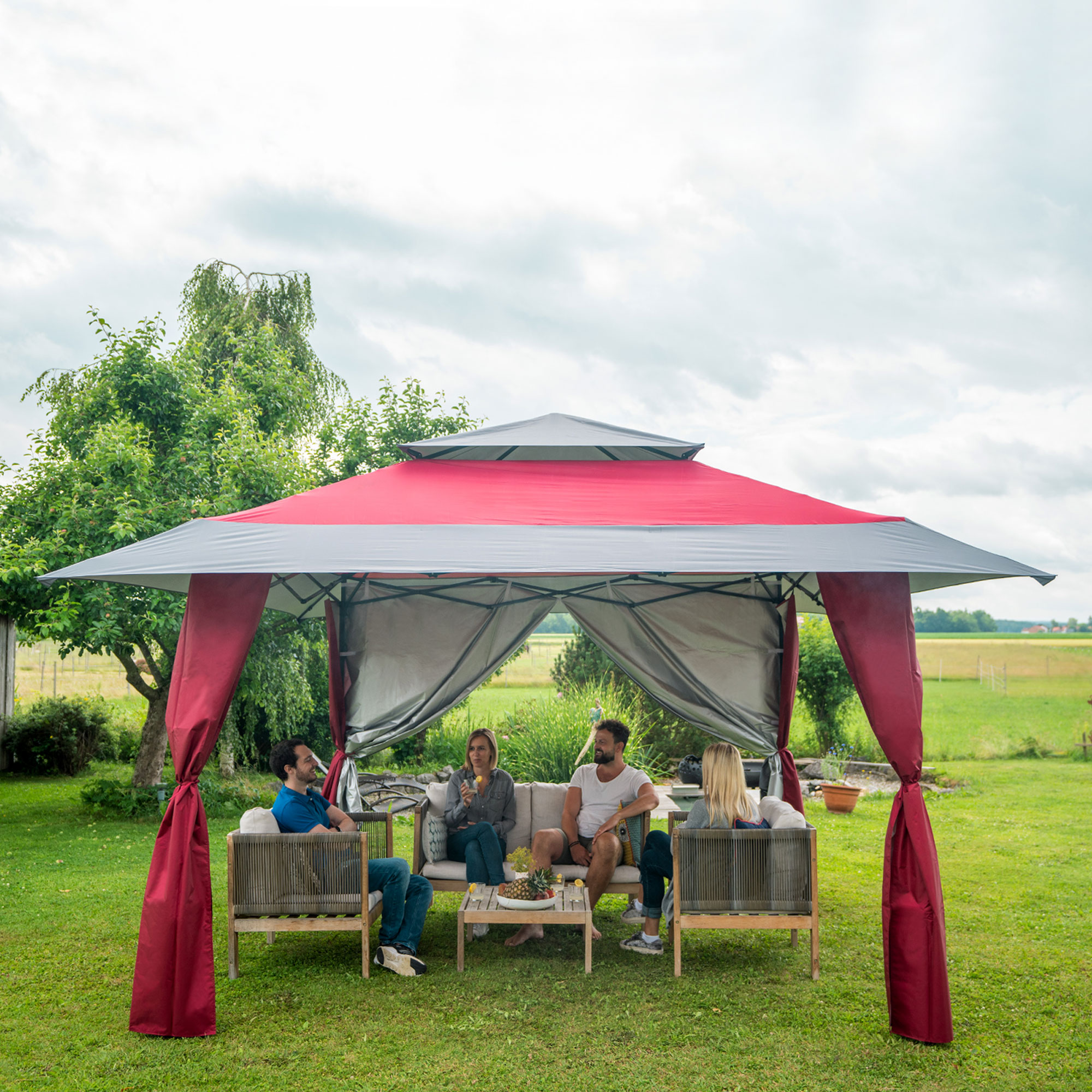 Paroi latérale pour pavillon pliant Weekend | Paroi avec porte/ 3 m / anthracite