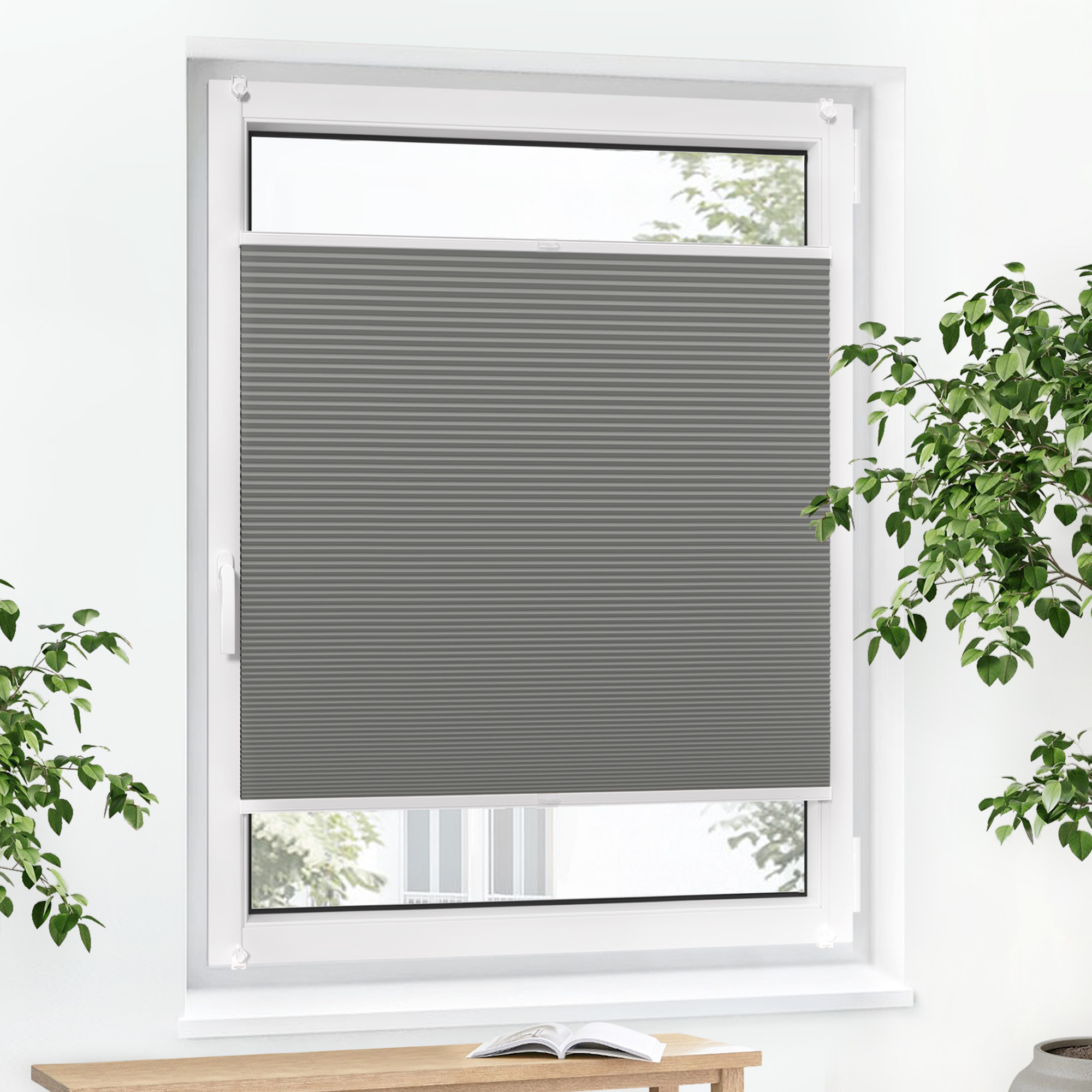 Store plissé en nid d'abeille Pure | Occultant, 45 x 120 cm, gris