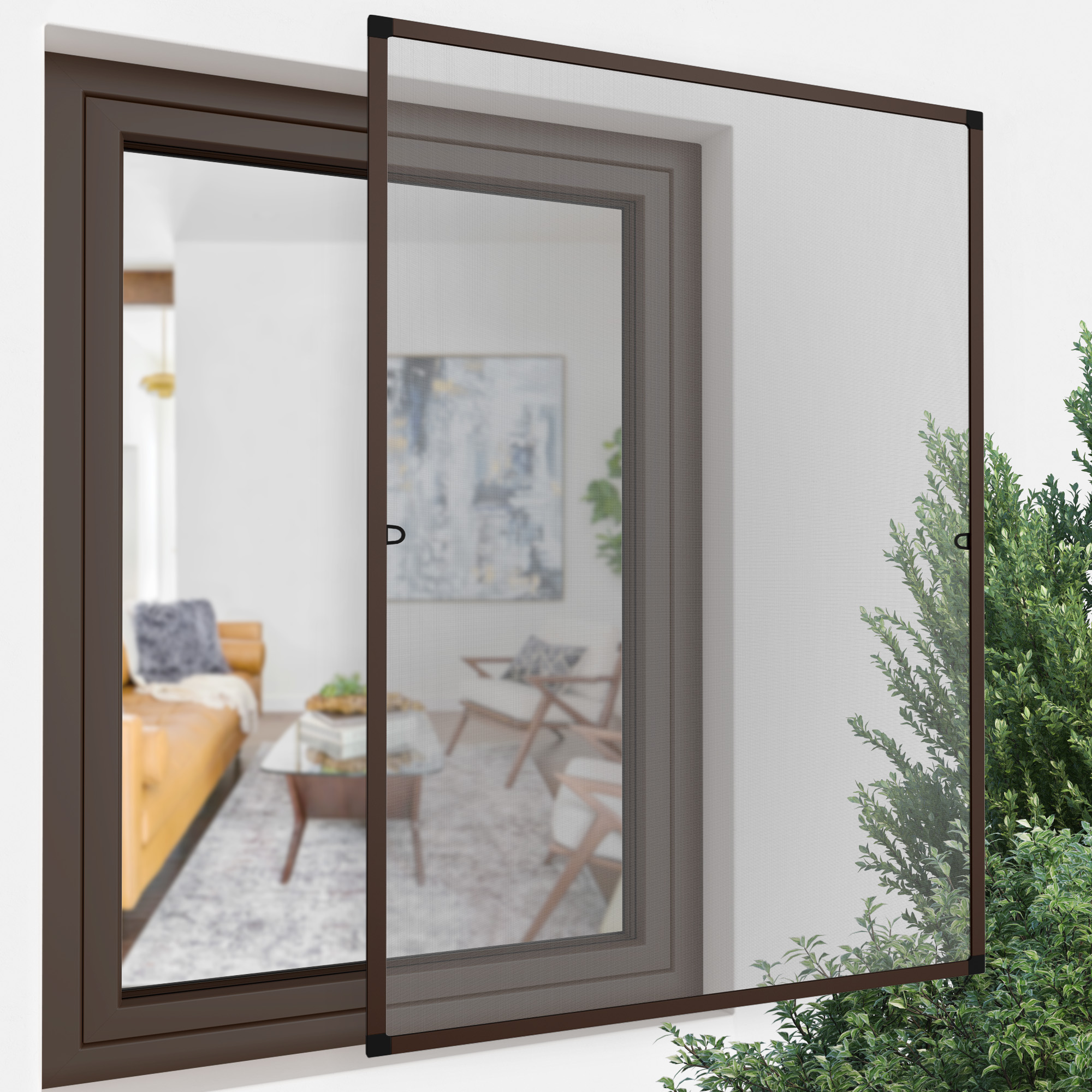 Moustiquaire cadre fixe pour fenêtre ProfiLine | 130 x 150 cm, brun