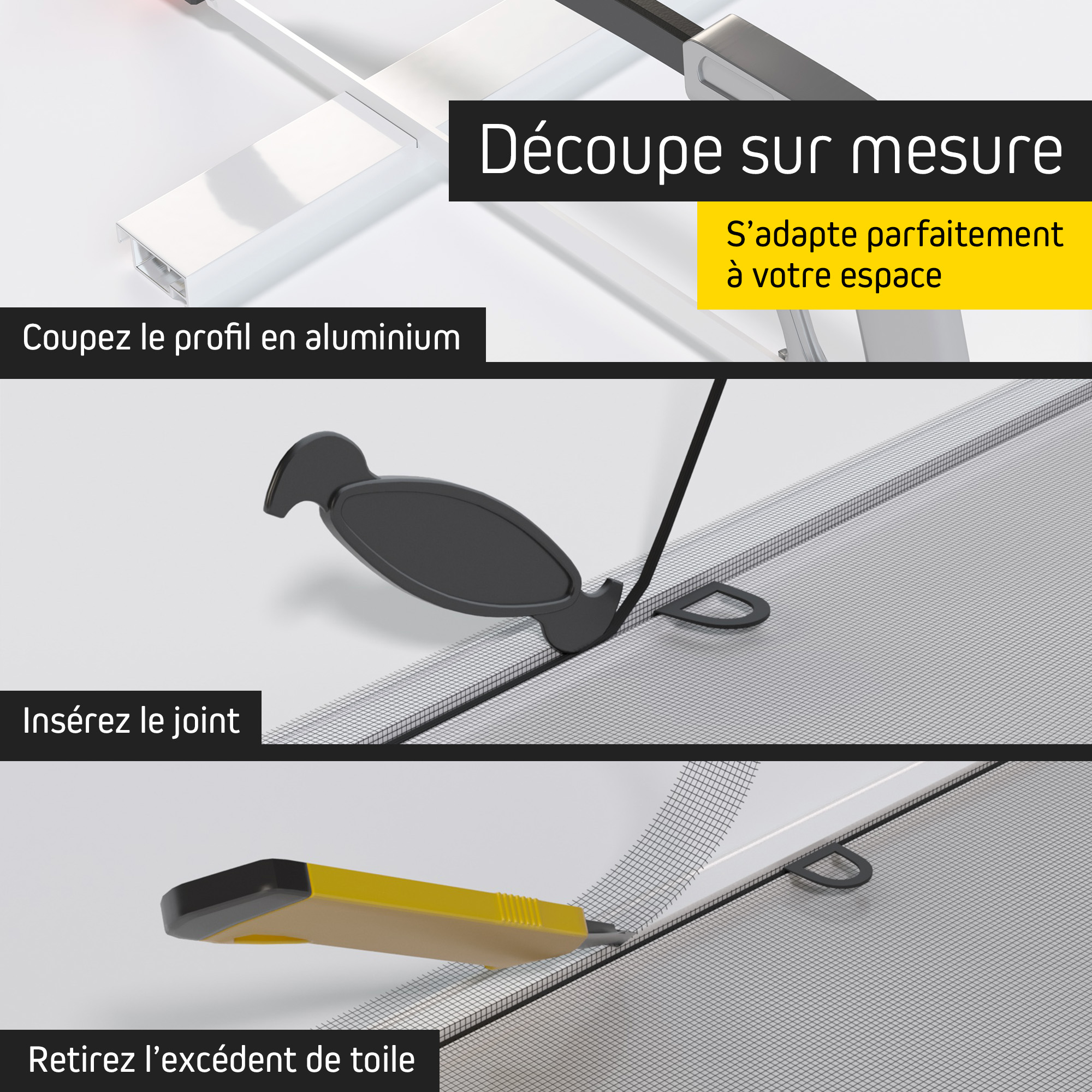 Cadre de tension anti-insectes JAROLIFT SlimLine pour fenêtres en perspective