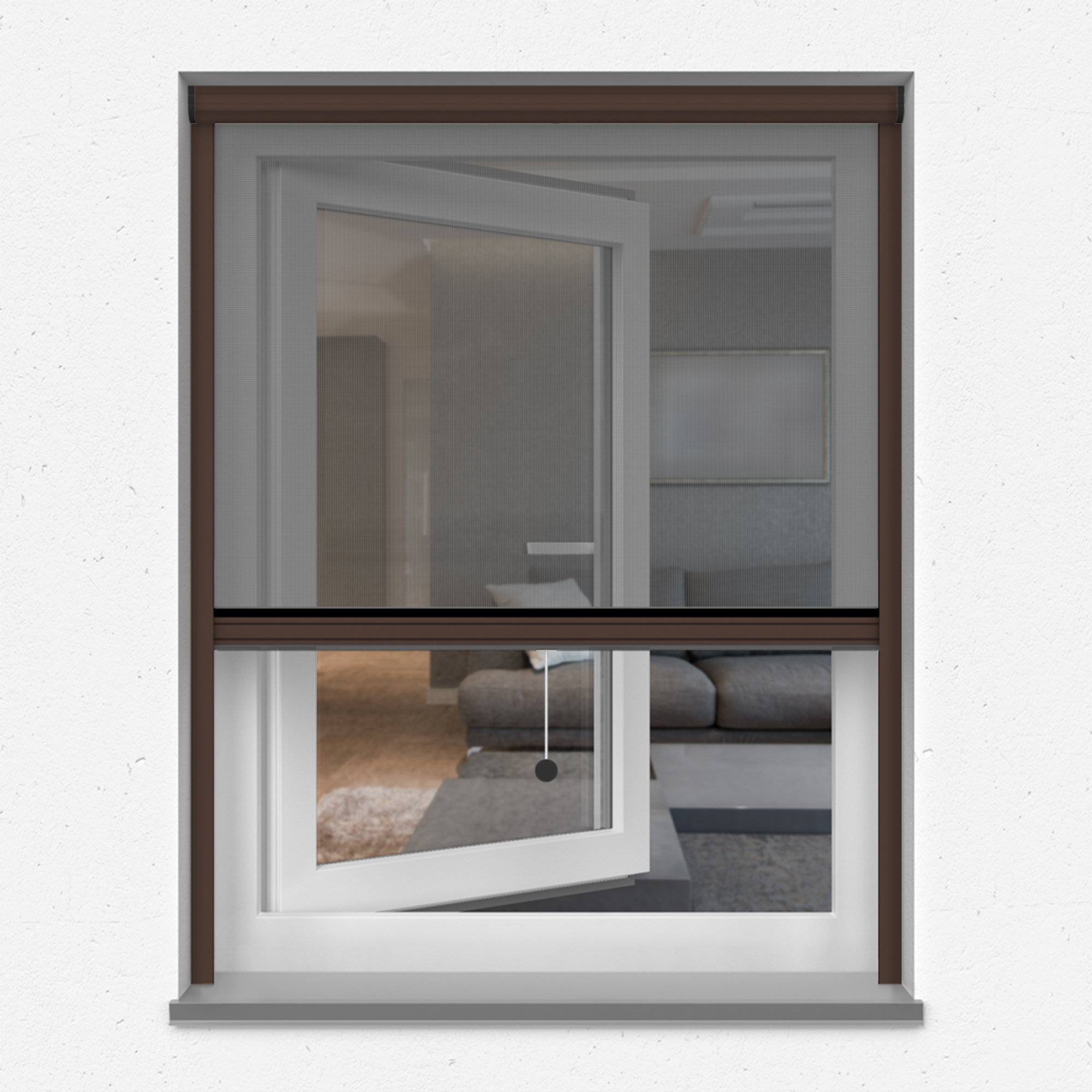 Moustiquaire enroulable verticale 4 en 1 Zanzara | Cadre en aluminium, 70 x 130 cm, brun