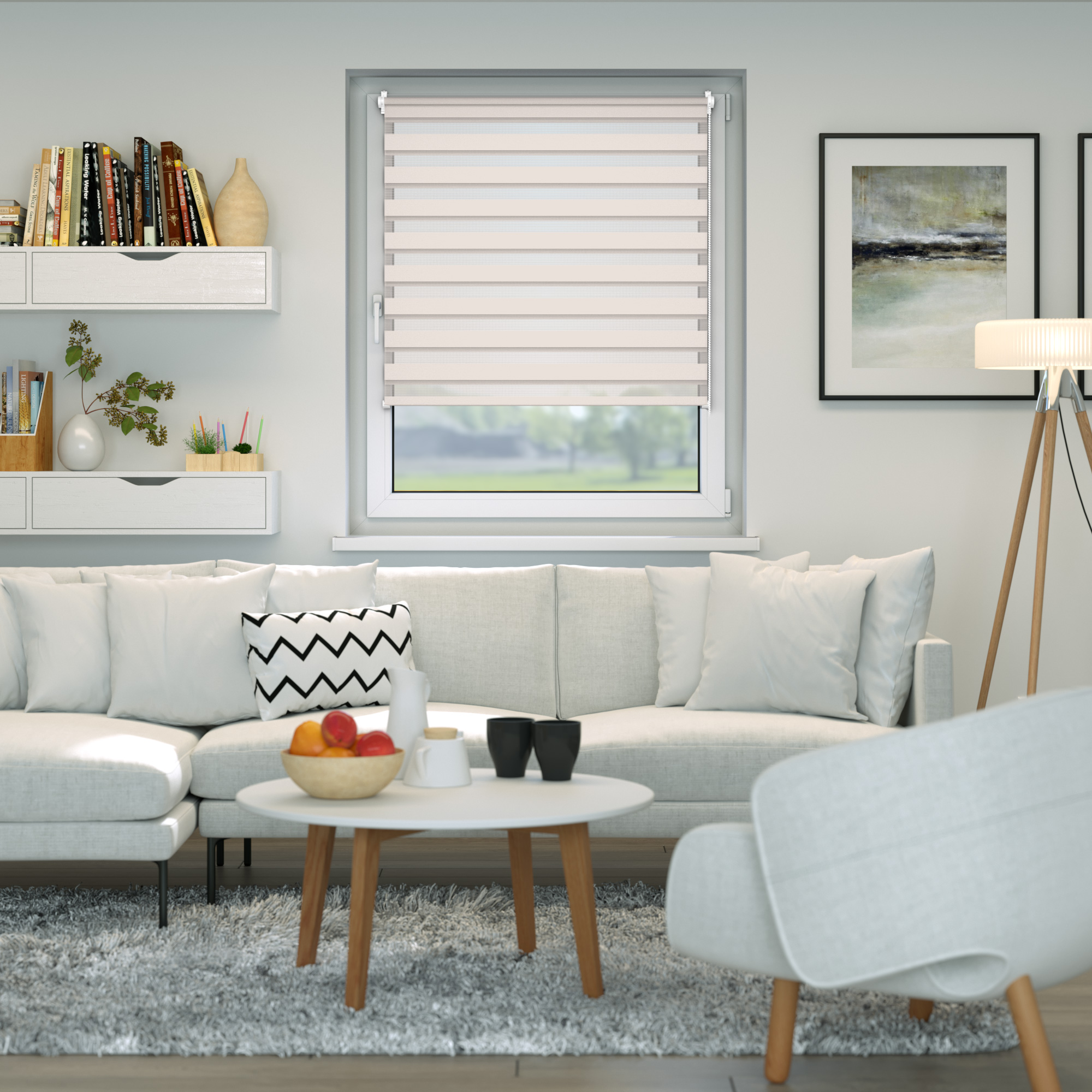 Store enrouleur jour nuit Zevra | 35 x 160 cm, crème