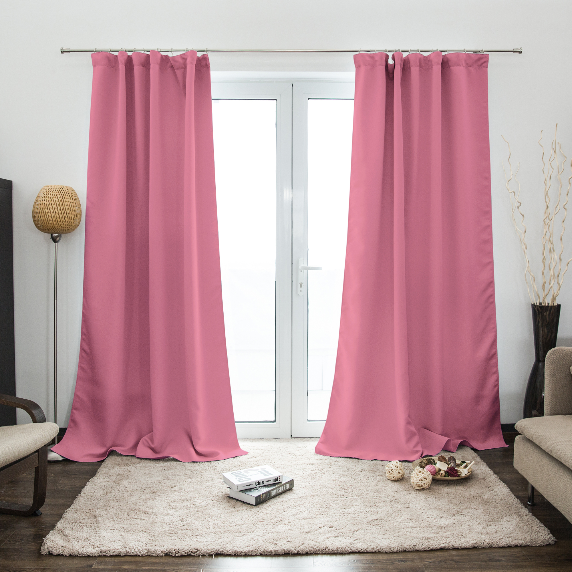 Rideau avec ruban fronceur AURORA | occultant, 140 x 245 cm, rose