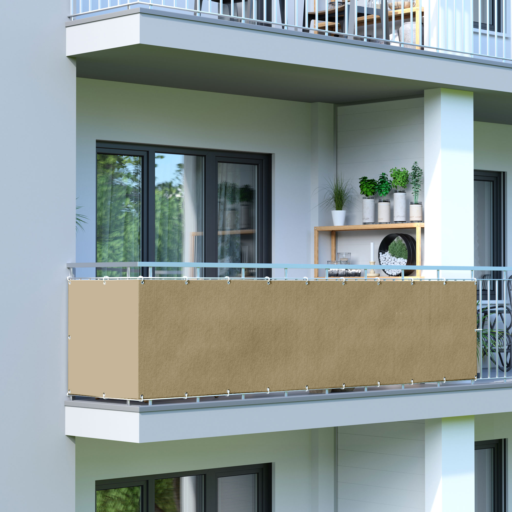 Bandes d’occultation pour balcon - Polyester / Imperméable | 300 x 90 cm, sable
