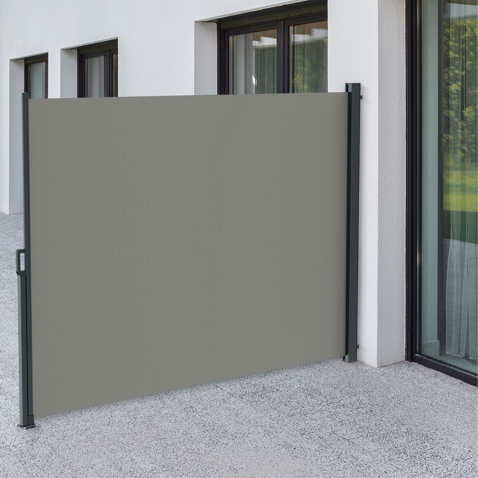 Store latéral 2000 | 1,6 x 3 m | Structure : anthracite | Tissu : uni, gris