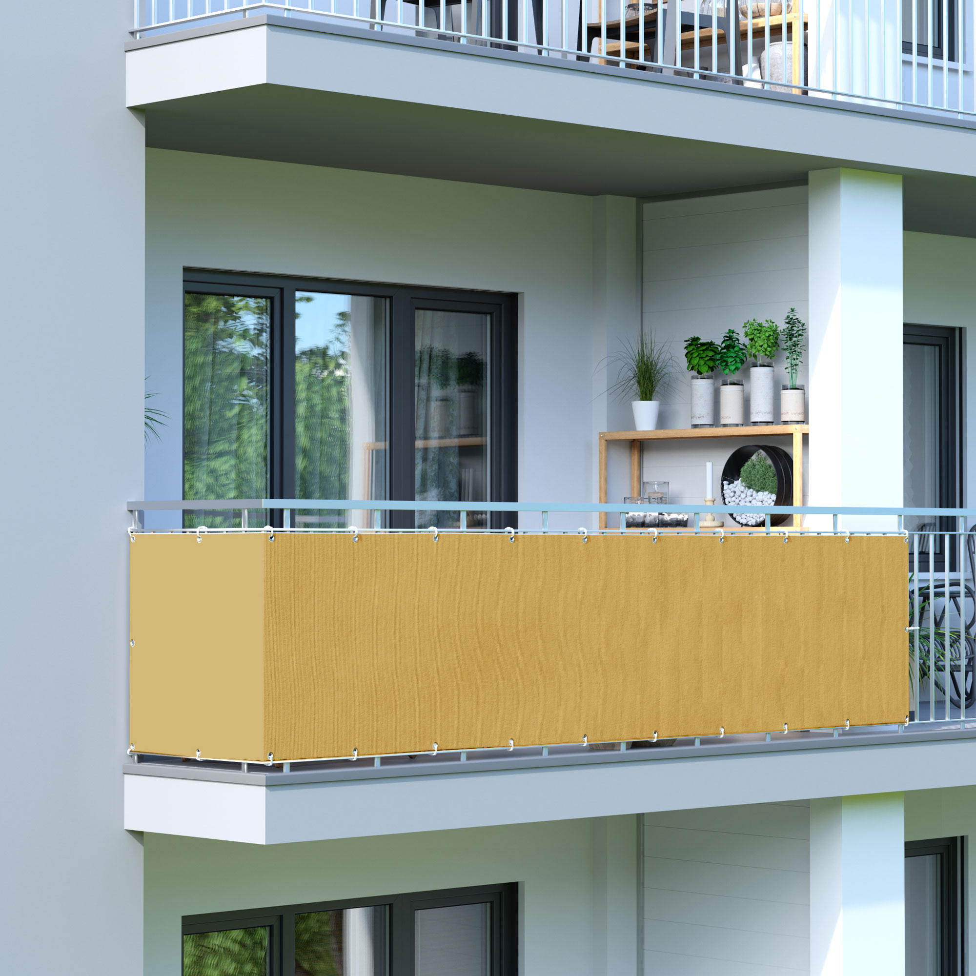 Bandes d’occultation pour balcon - Polyester / Imperméable | 300 x 90 cm, jaune
