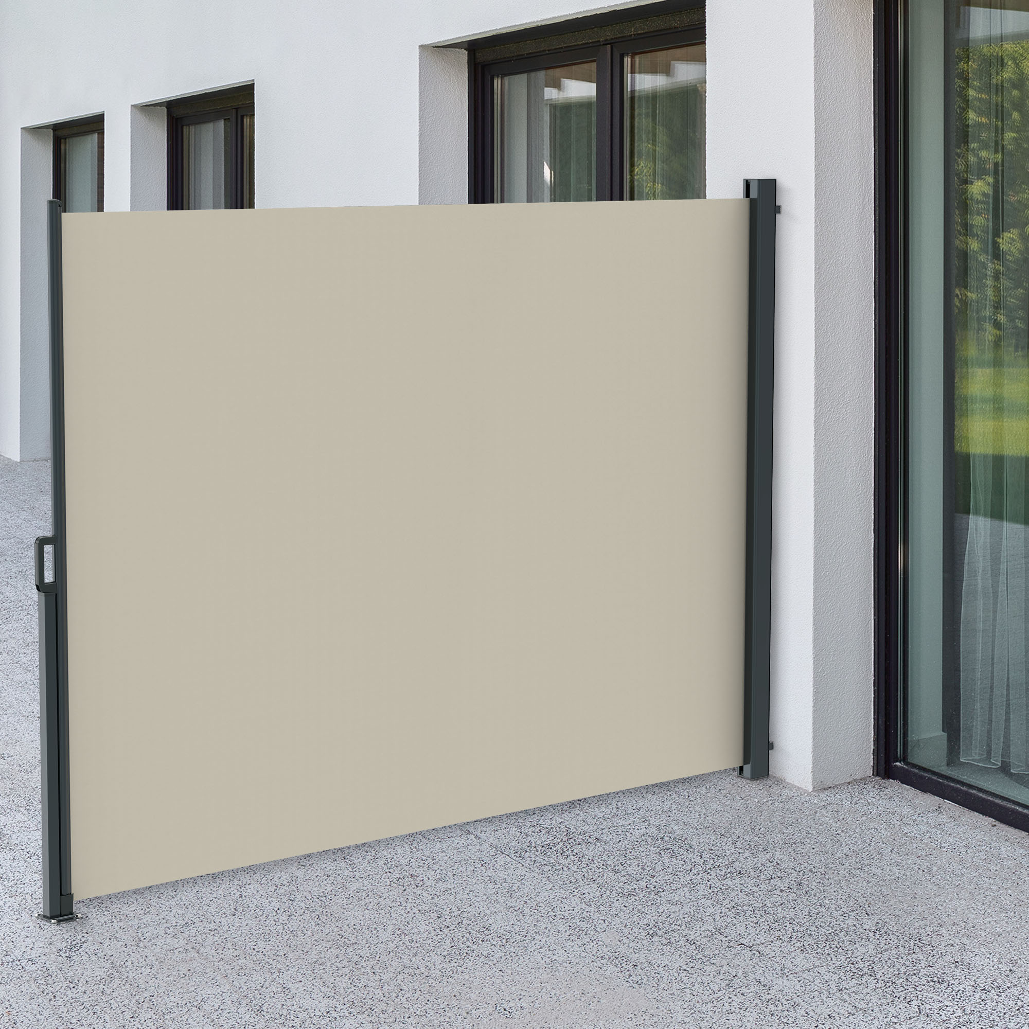 Store latéral 2000 | 1,6 x 3 m | Structure : anthracite | Tissu : uni, beige