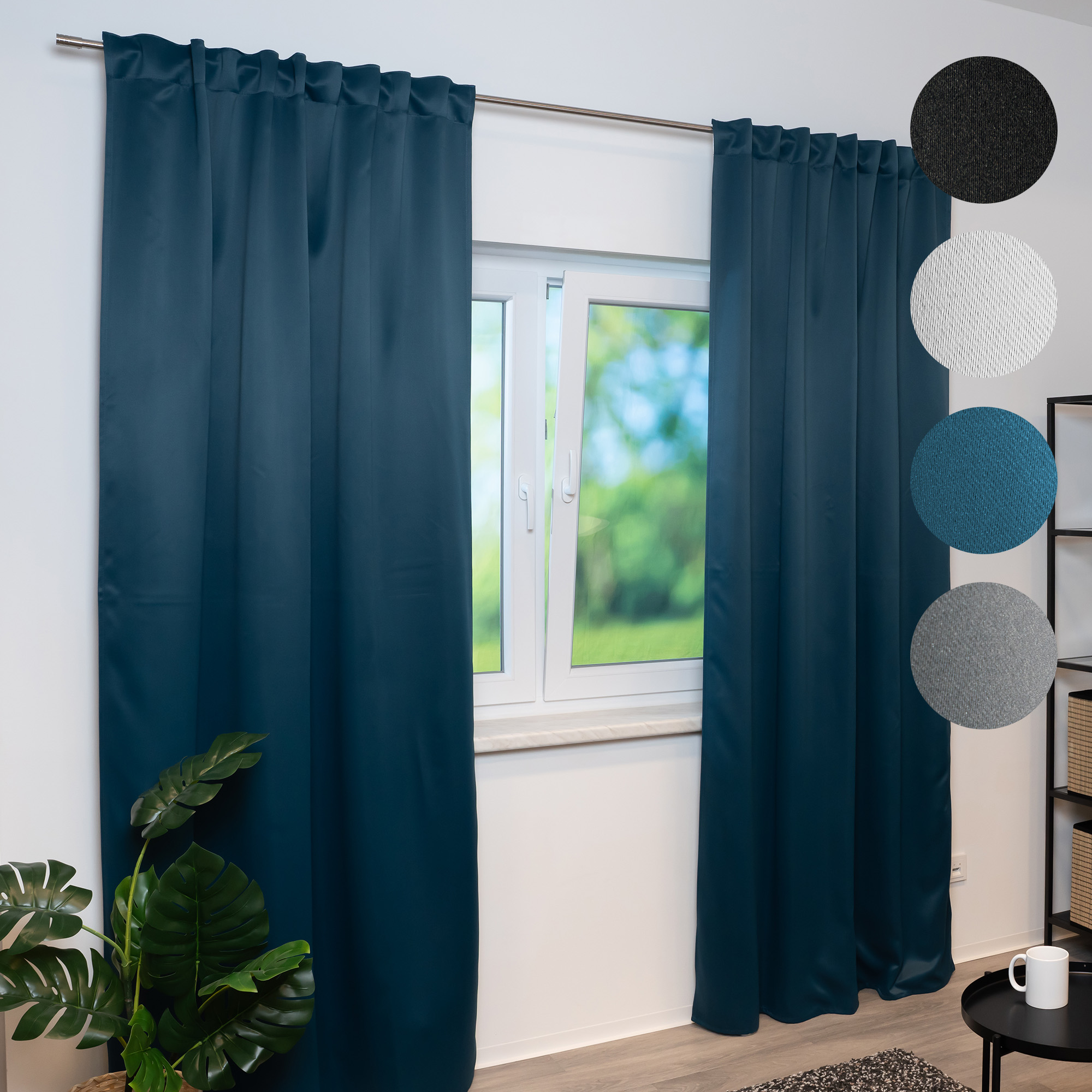 Rideau ignifuge B1 avec bande combinée BLACKY (Types au choix)