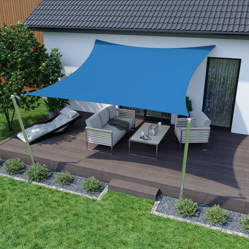 Voile d'ombrage - Polyester / Imperméable | 3,0 x 3,0 m, carré, bleu ciel