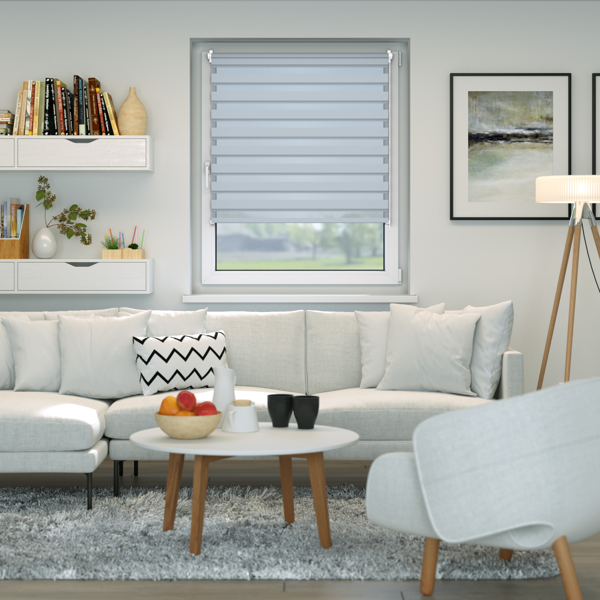 Store enrouleur jour nuit Zevra | 35 x 160 cm, bleu clair