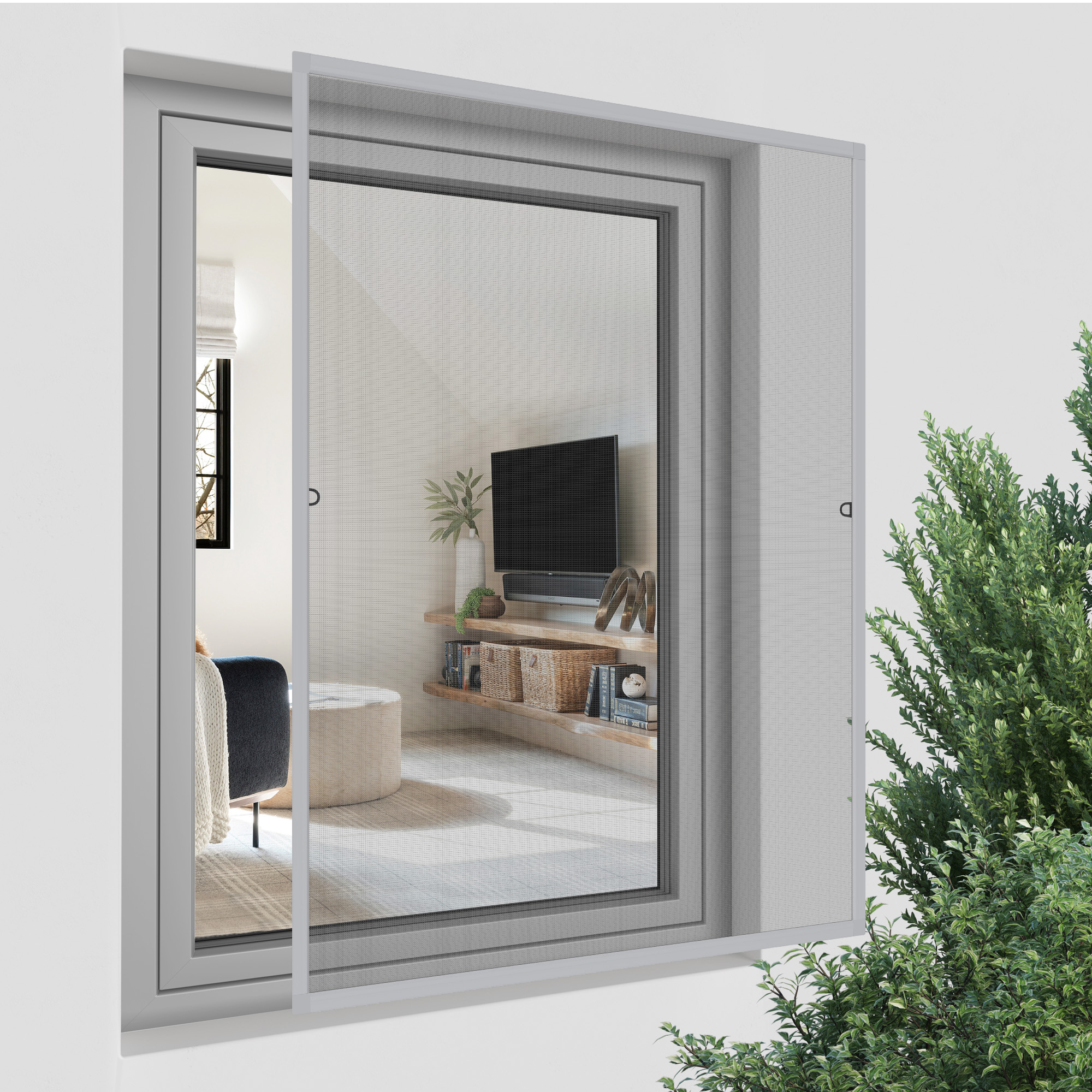Moustiquaire cadre fixe pour fenêtre SlimLine | 90 x 150 cm, argenté