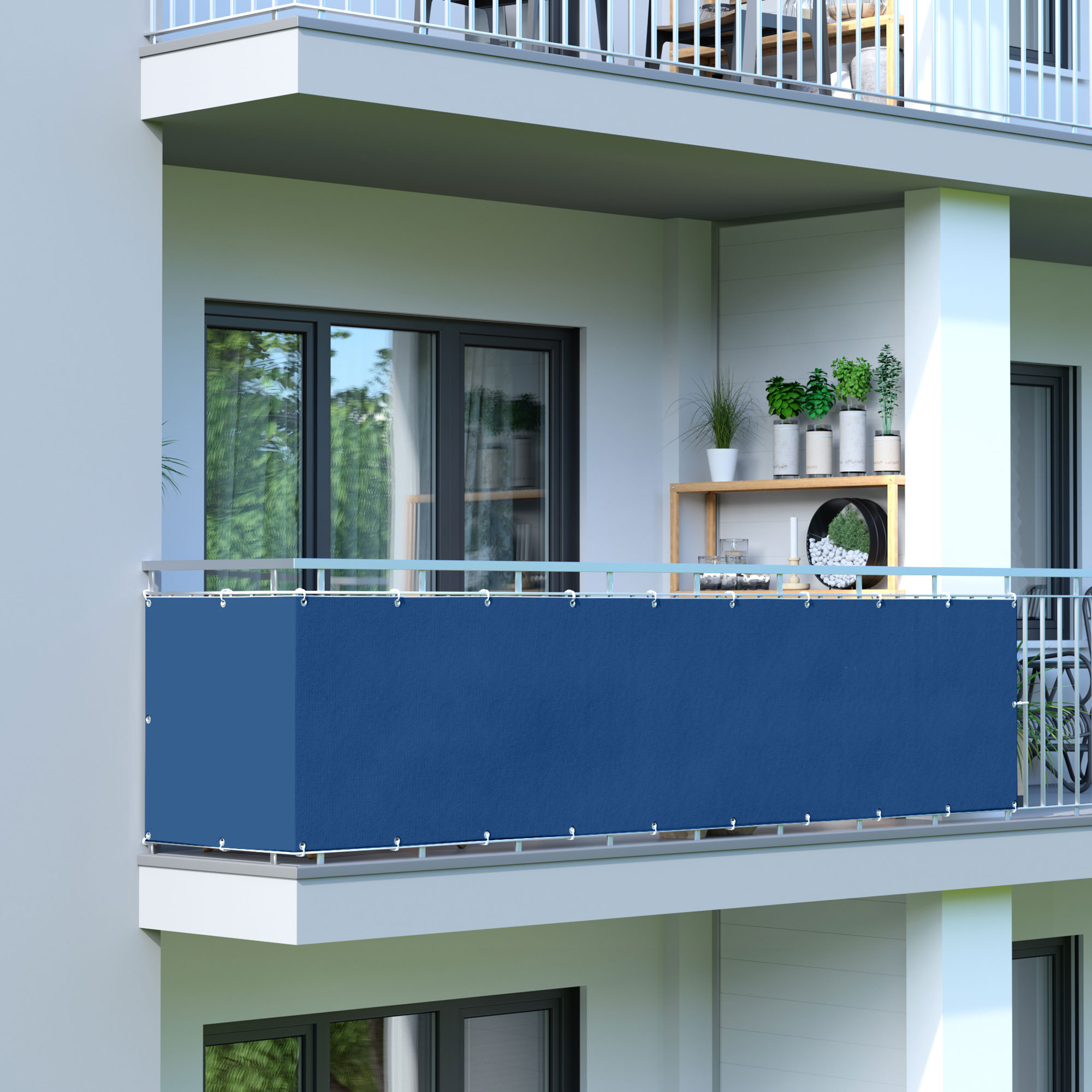 Bandes d’occultation pour balcon - Polyester / Imperméable | 300 x 75 cm, bleu ciel