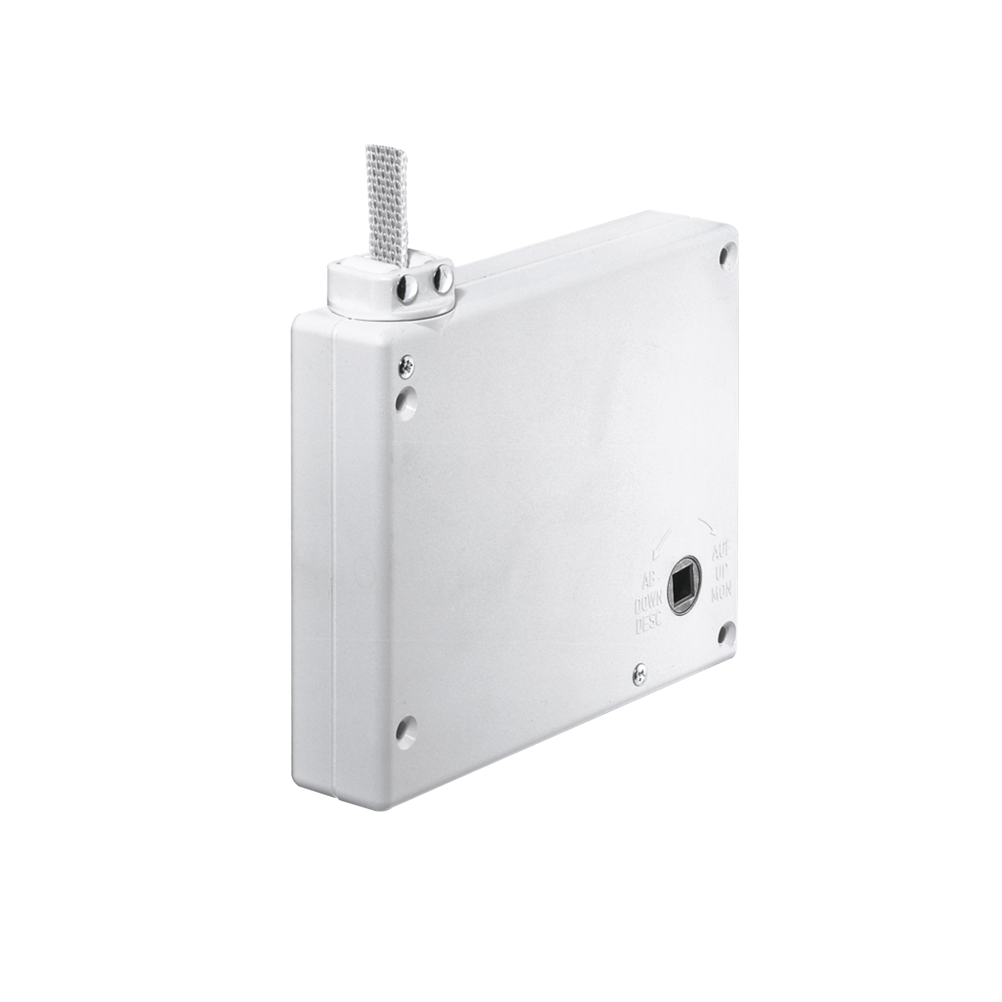 Enrouleur à manivelle avec engrenage en saillie pour sangle mini de volet roulant | blanc / incl. 5 m de sangle