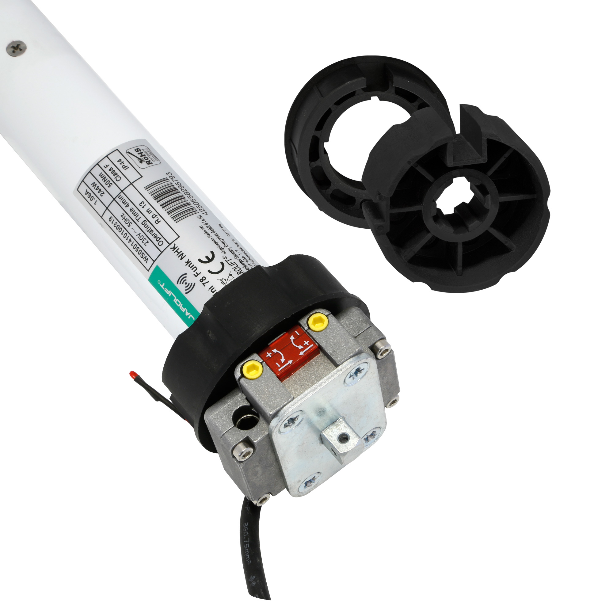 Moteur radio pour store banne Universel | UNI78F NHK (50 Nm / SW78 / Réducteur NHK) + Adaptateur pour axe rond 85 mm