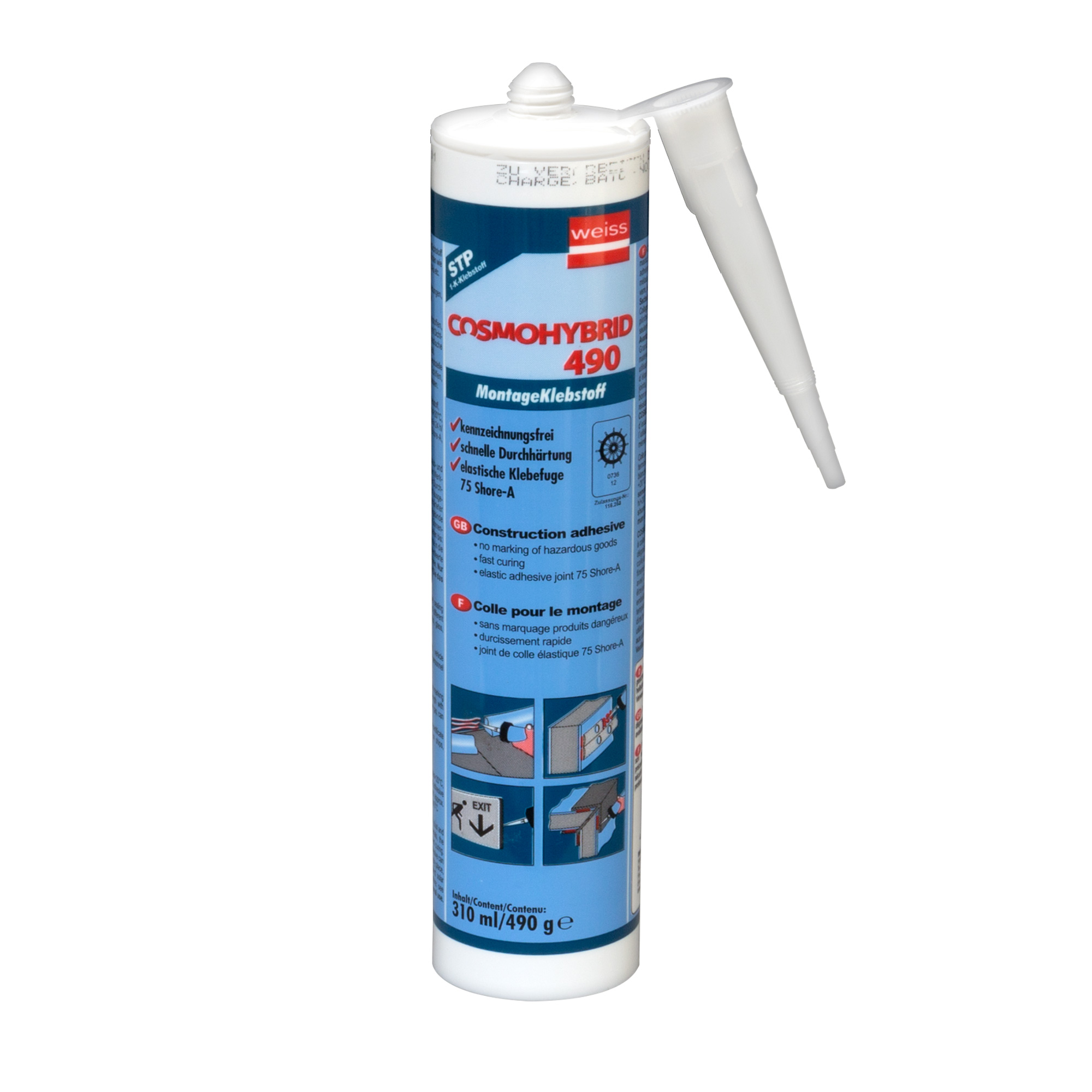 Colle de montage COSMOHYBRID 490 1-C-STP | 310 ml, 470 g