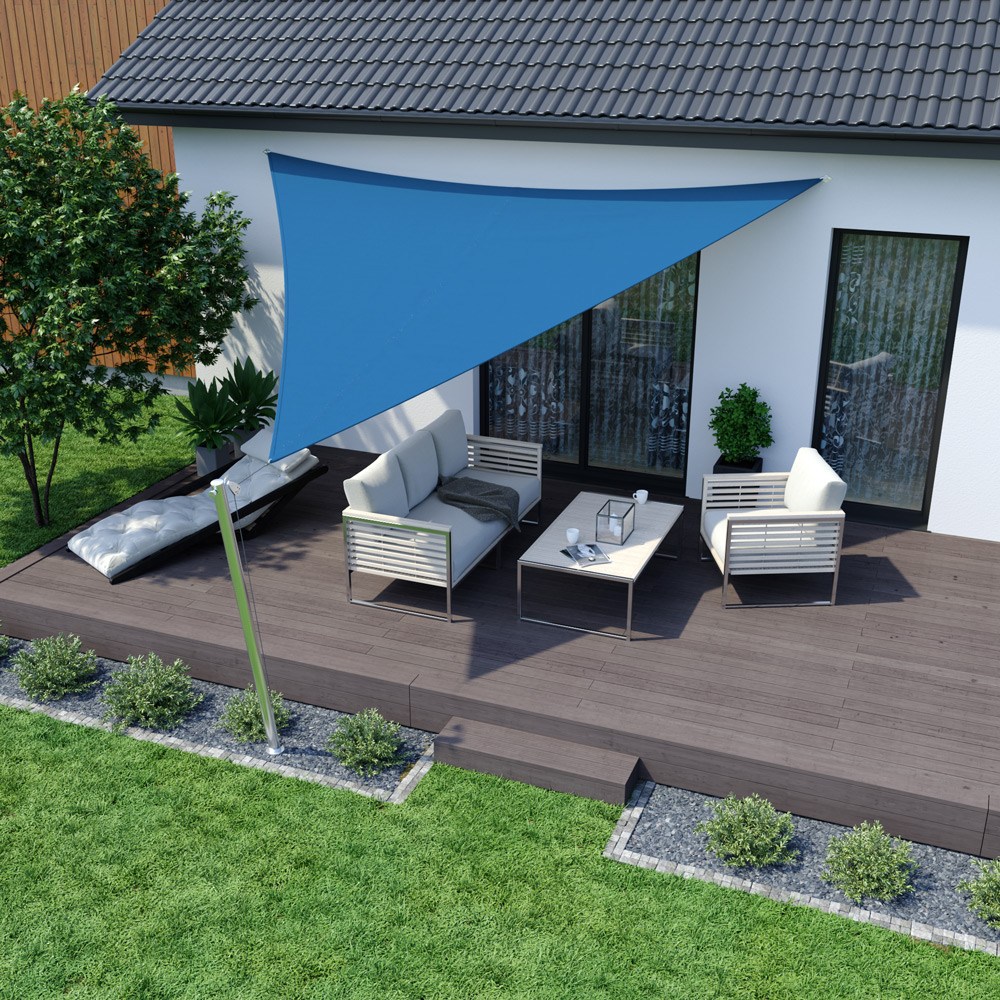 Voile d'ombrage - Polyester / Imperméable | 4,0 x 4,0 x 4,0 m, triangulaire, bleu ciel