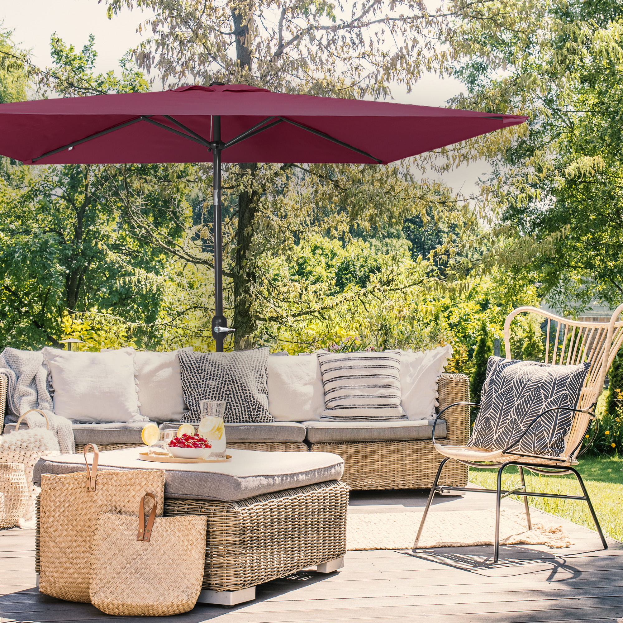 Parajuna - Petit parasol pliable | 2,3 x 1,3 m, rectangulaire, bordeaux