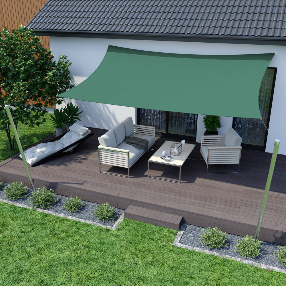 Voile d'ombrage - Polyester / Imperméable | 3,0 x 2,0 m, rectangulaire, vert