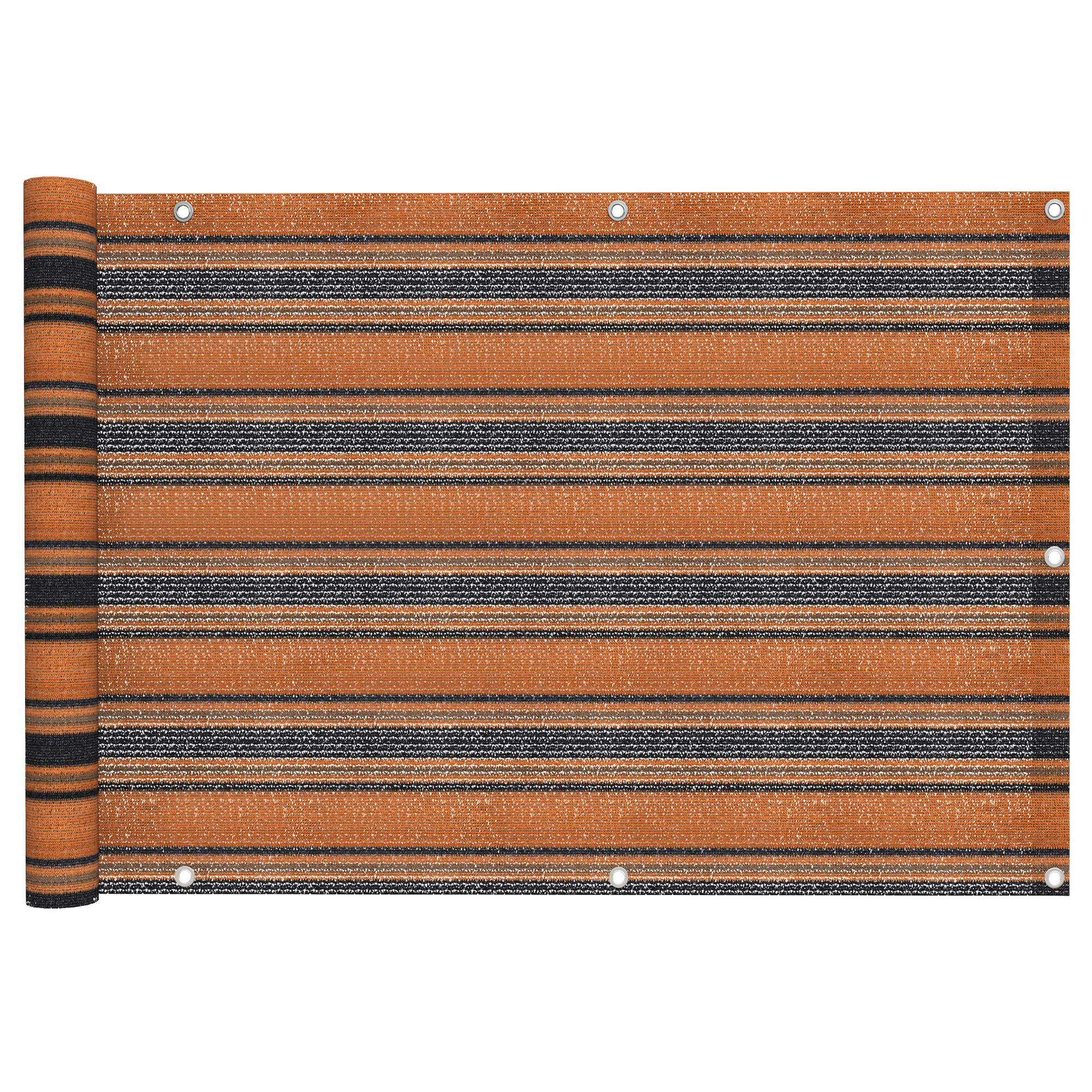 Bandes d’occultation pour balcon - Polyéthylène / Respirant | 600 x 90 cm, orange, brun et noir