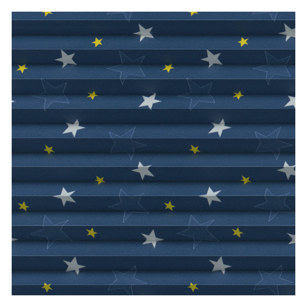 Échantillon tissu pour store plissé sur mesure 30911 bleu / occultant / Stars RD