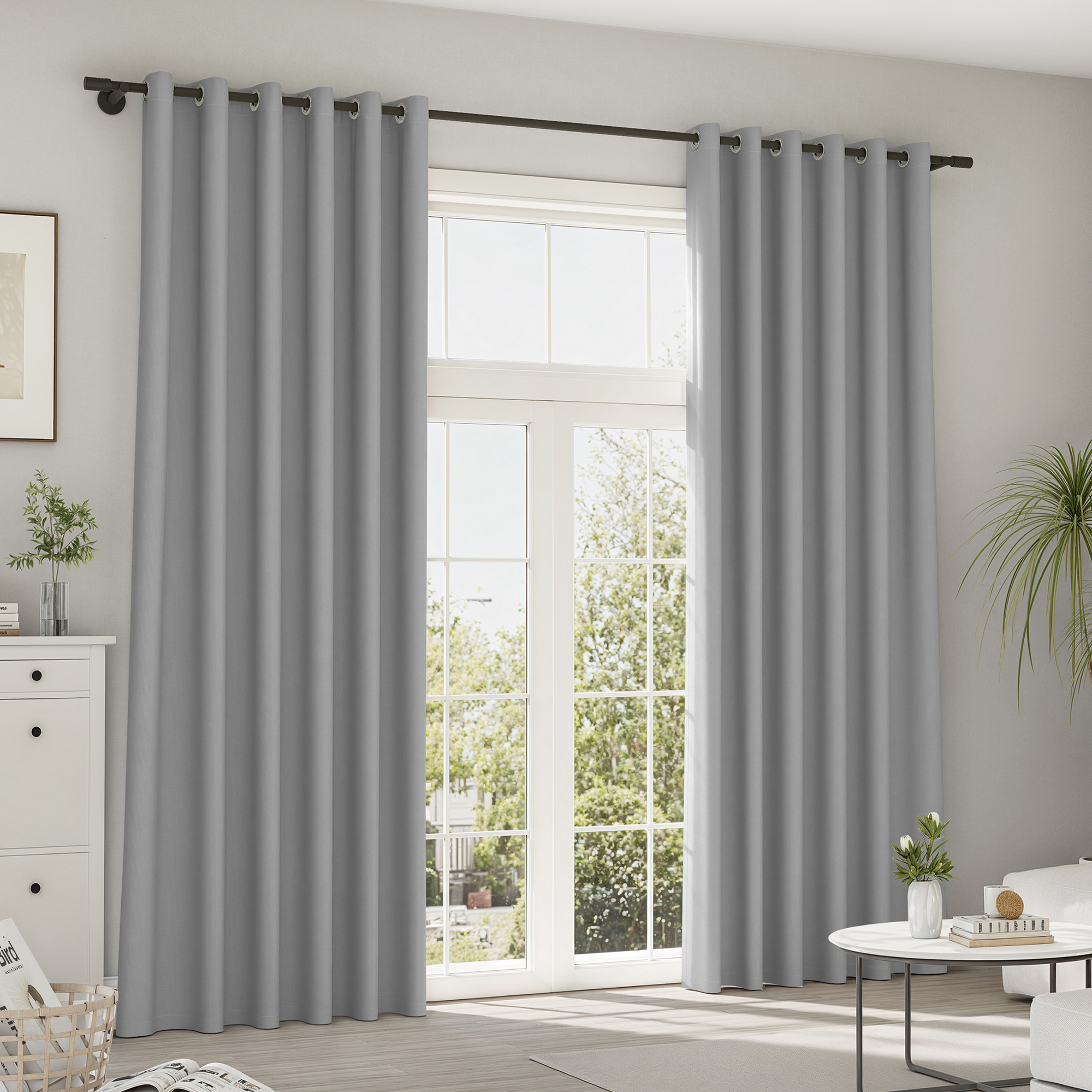Rideaux et voilages Pure Line | Plush, obscurcissement total, gris foncé