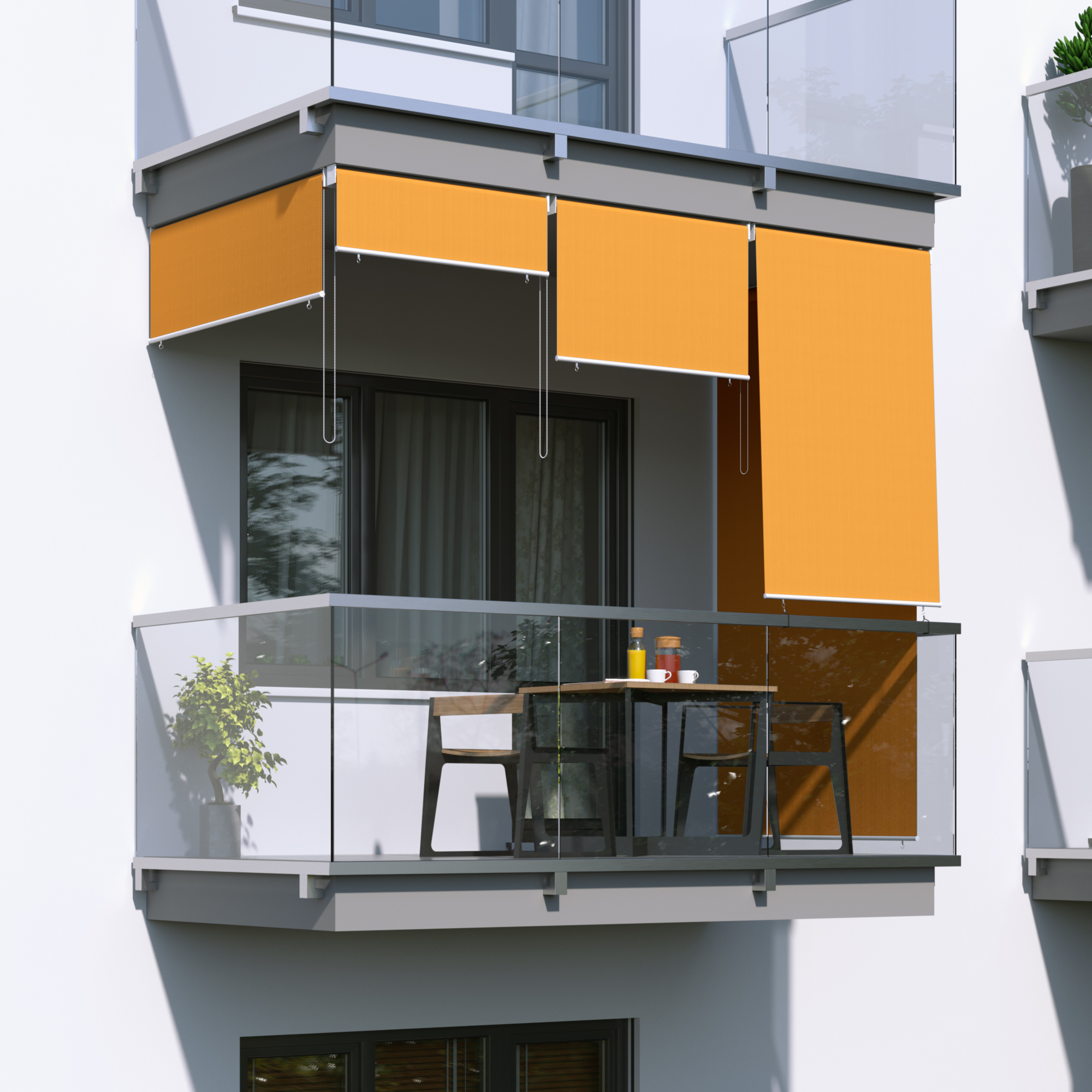 Store extérieur vertical pour balcon | 240 x 240 cm, orange