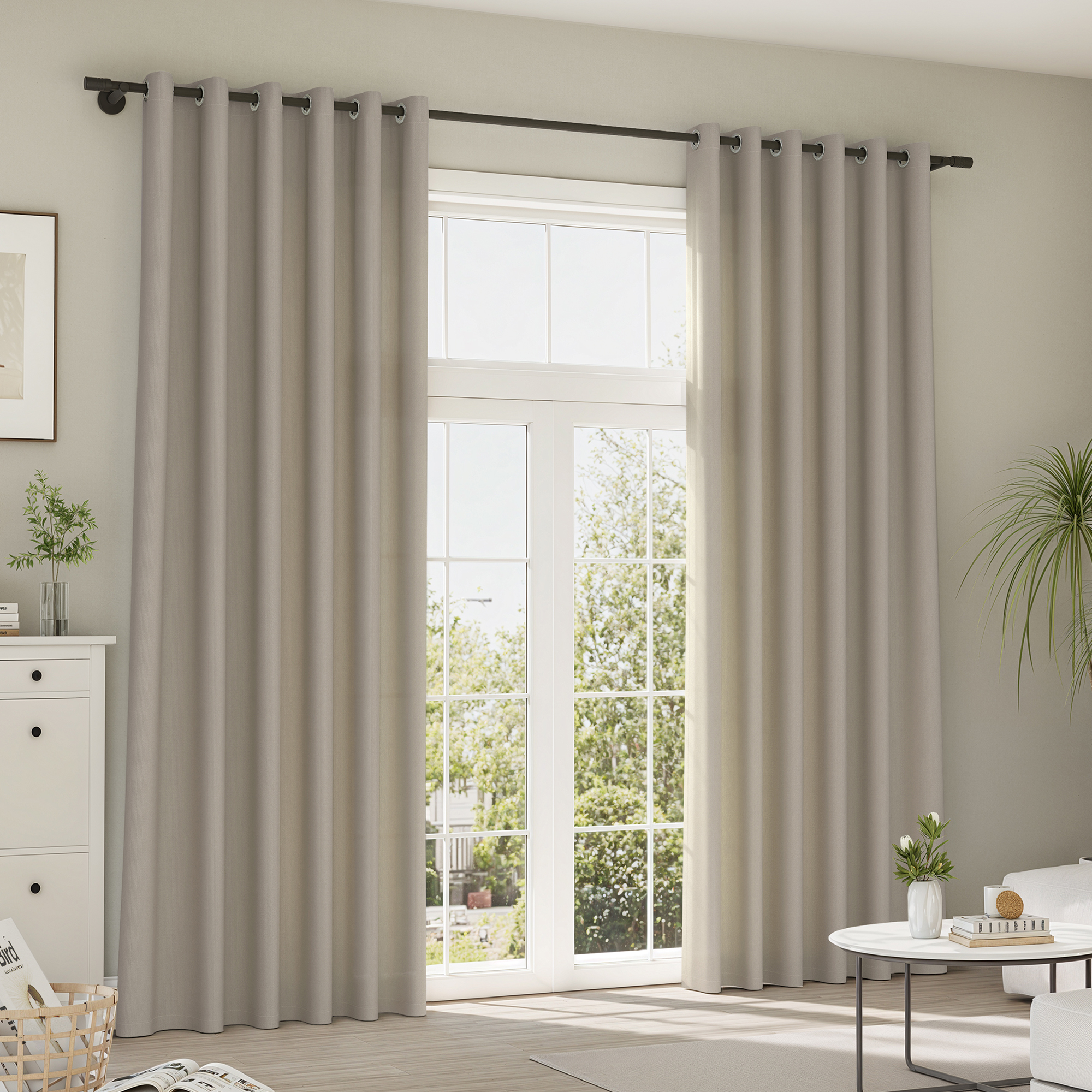 Rideaux et voilages Pure Line | Samt, occultant, taupe