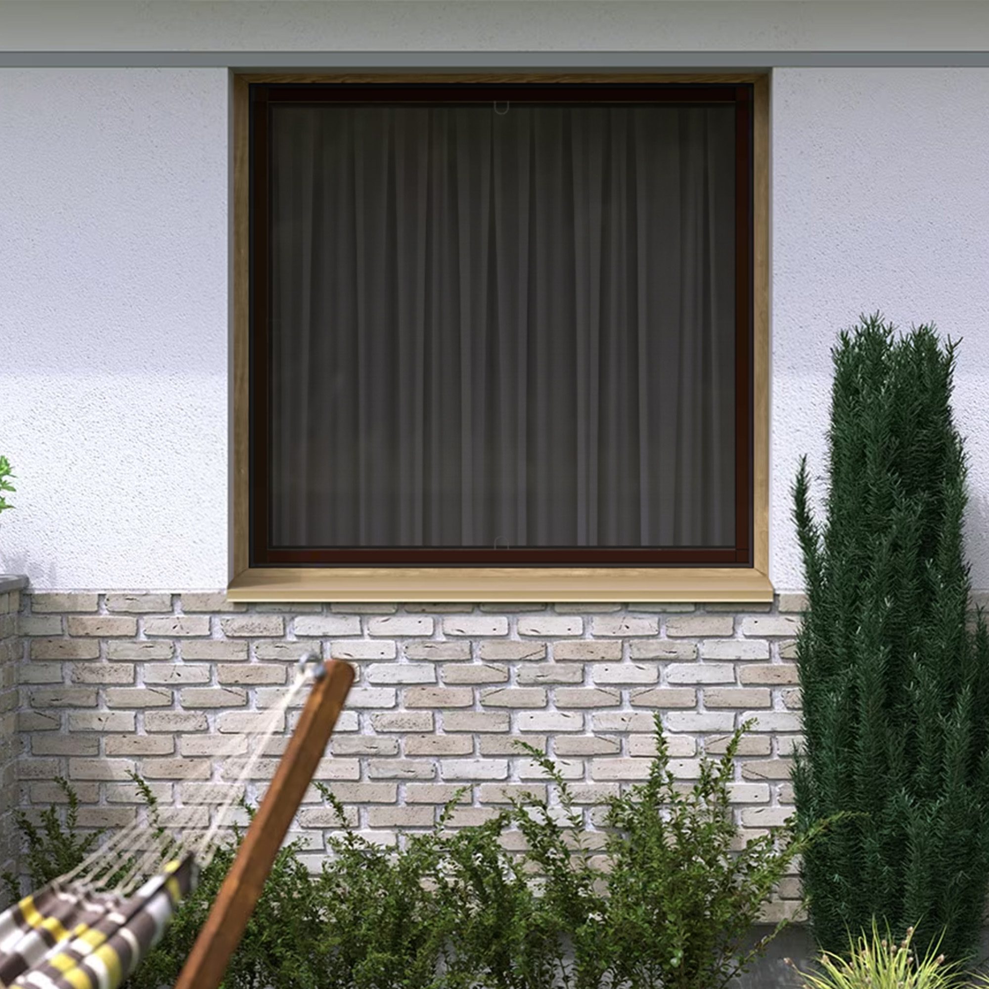 Moustiquaire cadre fixe BrushLine 2000 pour fenêtres | 130 x 150 cm, bois foncé